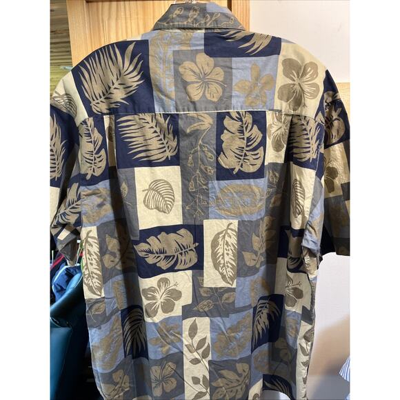 Half Moon Bay Shirt Men's Size Large Button Up Short Sleeve Leaf Print - Picture 7 of 9